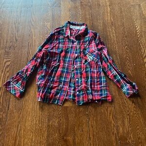 Victoria’s Secret Plaid Button Front Pajama Sleep Shirt Red SIZE M